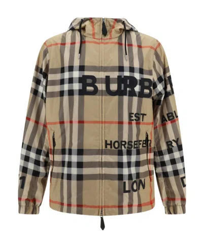 Burberry Horseferry-print Hooded Jacket In Nude