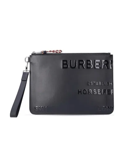 Burberry Horseferry-print Pouch In Black
