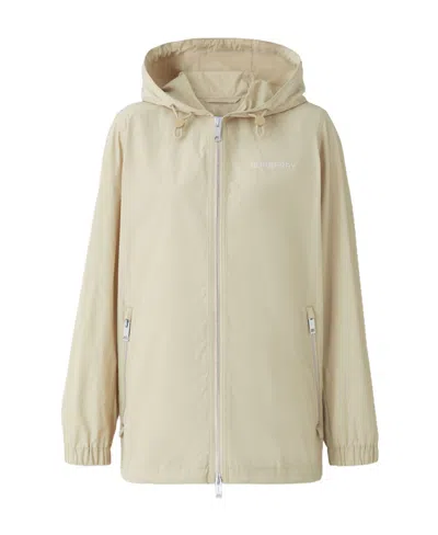 Burberry Horseferry Square-print Hooded Jacket In Nude