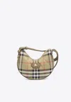 Burberry Curved Shoulder Bag With Classic Check Pattern And Gold-tone Hardware In Multi