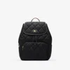Burberry Womens Black Horseshoe Drawstring Woven Backpack In Black