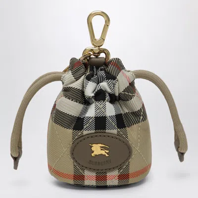 Burberry Horseshoe Bag Charm In Sand Check In Multi