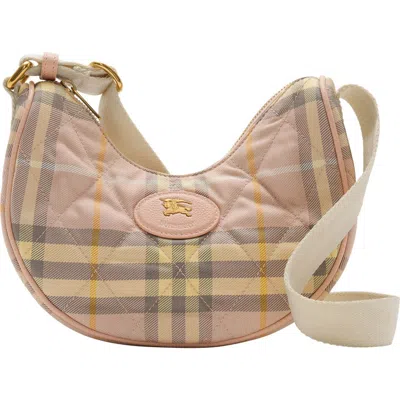 BURBERRY HORSESHOE BURBERRY CHECK QUILTED NYLON CROSSBODY BAG