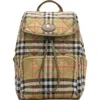 Burberry Womens Sand Horseshoe Check Woven Backpack In Neutral