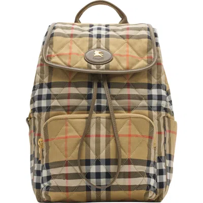 Burberry Horseshoe Check Corduroy Backpack In Sand