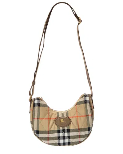 Burberry Horseshoe Check Quilted Canvas Hobo Bag In Neutral