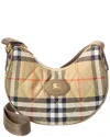 Burberry Horseshoe Check Quilted Canvas Hobo Bag In Nude