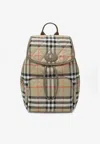 Burberry Horseshoe Checked Backpack In Sand
