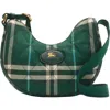 Burberry Leather-trimmed Quilted Checked Twill Shoulder Bag In Green