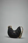Burberry Curved Quilted Black Handbag With Gold-tone Hardware In Gray