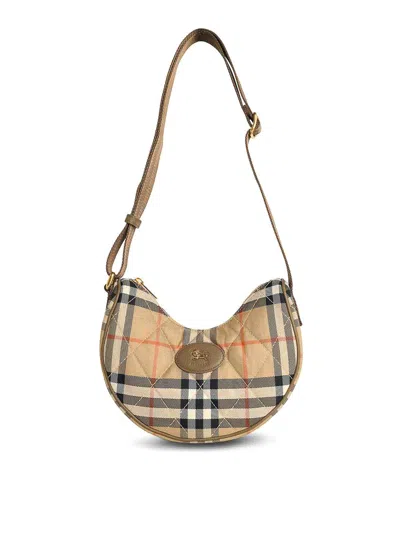 BURBERRY HORSESHOE CROSSBODY BAG IN SAND POLYAMIDE