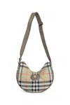 Burberry Curved Shoulder Bag With Classic Check Pattern And Gold-tone Hardware In Sand