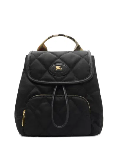 Burberry Horseshoe Mini Nylon Backpack In Black