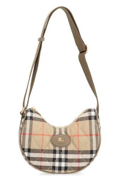 Burberry Horseshoe Nylon Messenger Bag In Sand