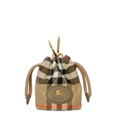 Burberry Horseshoe Pouch Charm In Sand Beige