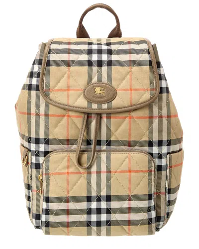 Burberry Horseshoe Quilted Canvas & Leather Backpack In Brown