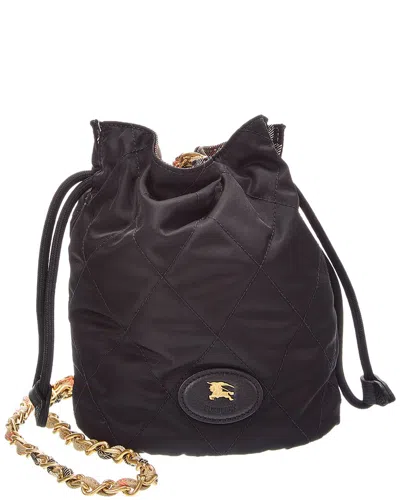 Burberry Horseshoe Quilted Canvas Bucket Bag In Black