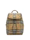 Burberry Horseshoe Quilted Check Backpack In Brown