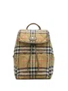 Burberry Womens Sand Horseshoe Check Woven Backpack In Multi