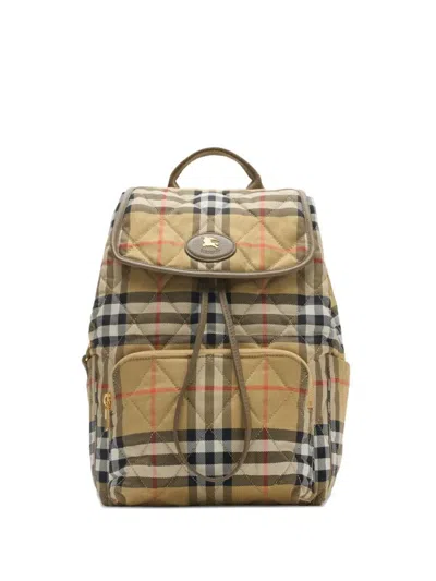 Burberry Horseshoe Quilted Check Backpack Bags In Multi