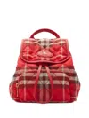 Burberry Horseshoe Quilted Check Backpack Mini Bag In Red