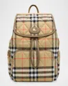 Burberry Horseshoe Quilted Check Nylon Backpack In Brown