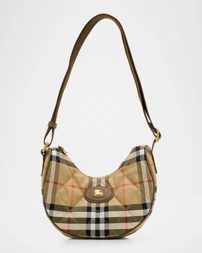 Burberry Horseshoe Quilted Check Nylon Crossbody Bag