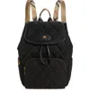 Burberry Womens Black Horseshoe Drawstring Woven Backpack In Black