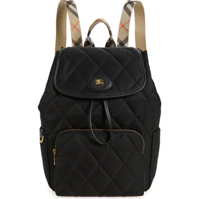 Burberry Horseshoe Quilted Nylon Backpack In Black