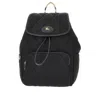 Burberry Womens Black Horseshoe Drawstring Woven Backpack In Black
