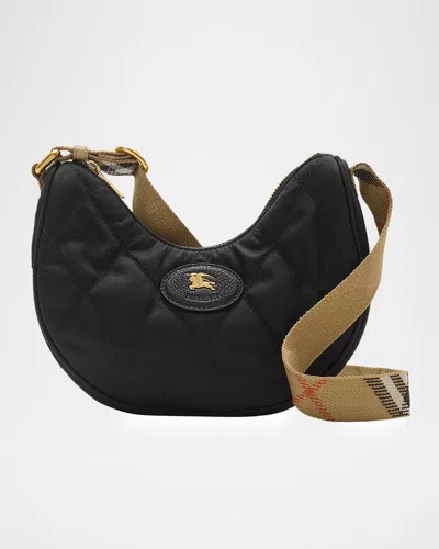 Burberry Horseshoe Quilted Nylon Crossbody Bag In Black
