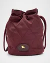 Burberry Horseshoe Quilted Nylon Pouch Bag In Burgundy