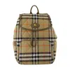 Burberry Womens Sand Horseshoe Check Woven Backpack In Sand