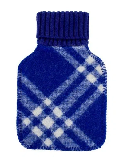 Pre-owned Burberry Hot Water Bottle Check Sleeve In Blue