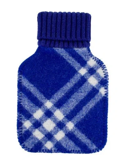 Pre-owned Burberry Hot Water Bottle Check Sleeve In Blue