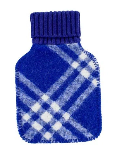 Pre-owned Burberry Hot Water Bottle Check Sleeve In Blue