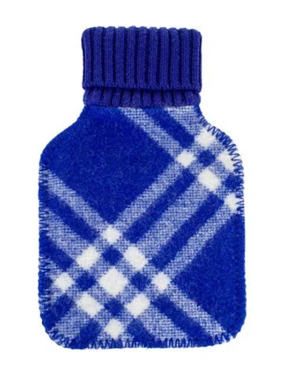 Pre-owned Burberry Hot Water Bottle Check Sleeve In Blue