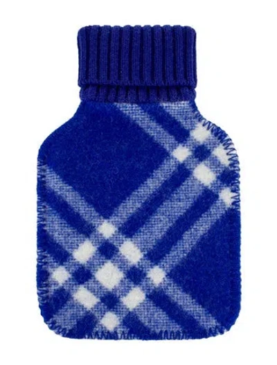 Pre-owned Burberry Hot Water Bottle Check Sleeve In Blue