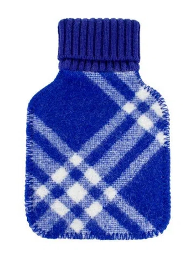 Pre-owned Burberry Hot Water Bottle Check Sleeve In Blue