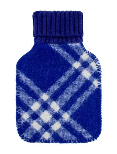 Pre-owned Burberry Hot Water Bottle Check Sleeve In Blue