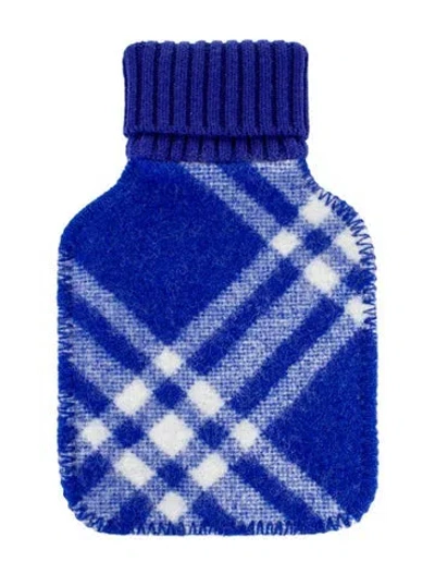 Pre-owned Burberry Hot Water Bottle Check Sleeve In Blue