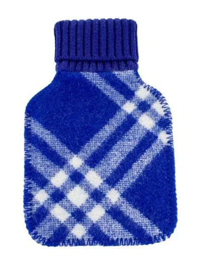 Pre-owned Burberry Hot Water Bottle Check Sleeve In Blue