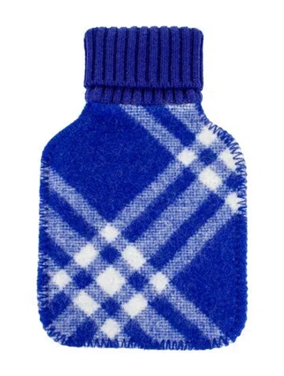 Pre-owned Burberry Hot Water Bottle Check Sleeve In Blue