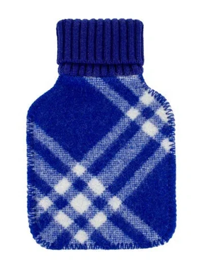 Pre-owned Burberry Hot Water Bottle Check Sleeve In Blue