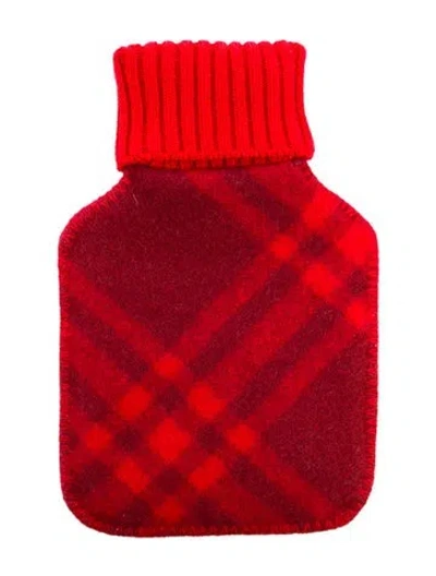 Pre-owned Burberry Hot Water Bottle Check Sleeve In Red