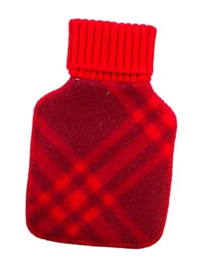 Pre-owned Burberry Hot Water Bottle Check Sleeve In Red
