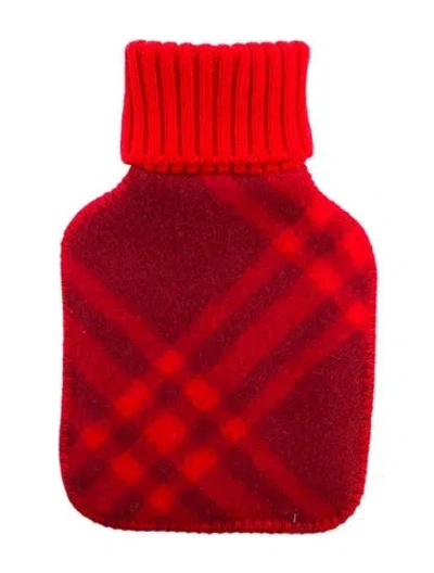 Pre-owned Burberry Hot Water Bottle Check Sleeve In Red
