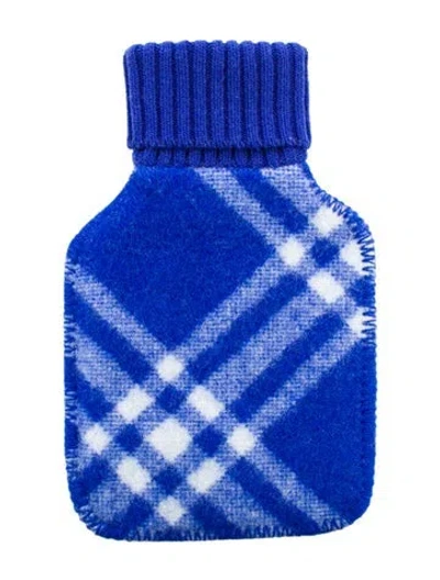 Pre-owned Burberry Hot Water Bottle Check Sleeve W/ Tags In Blue