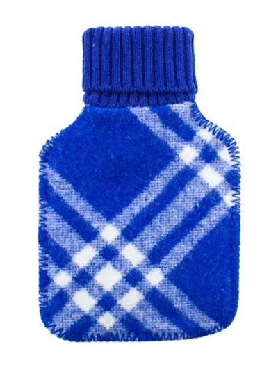 Pre-owned Burberry Hot Water Bottle Check Sleeve W/ Tags In Blue