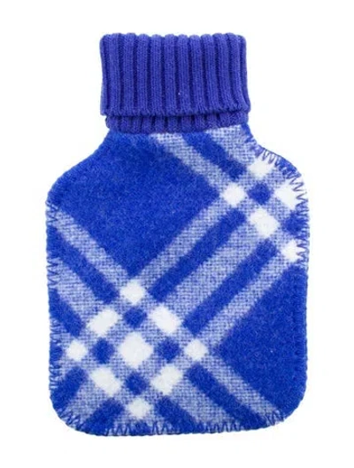 Pre-owned Burberry Hot Water Bottle Check Sleeve W/ Tags In Blue
